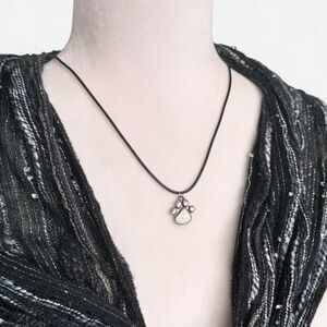 Clift Pewter Paw Pendant on Black Cord Necklace